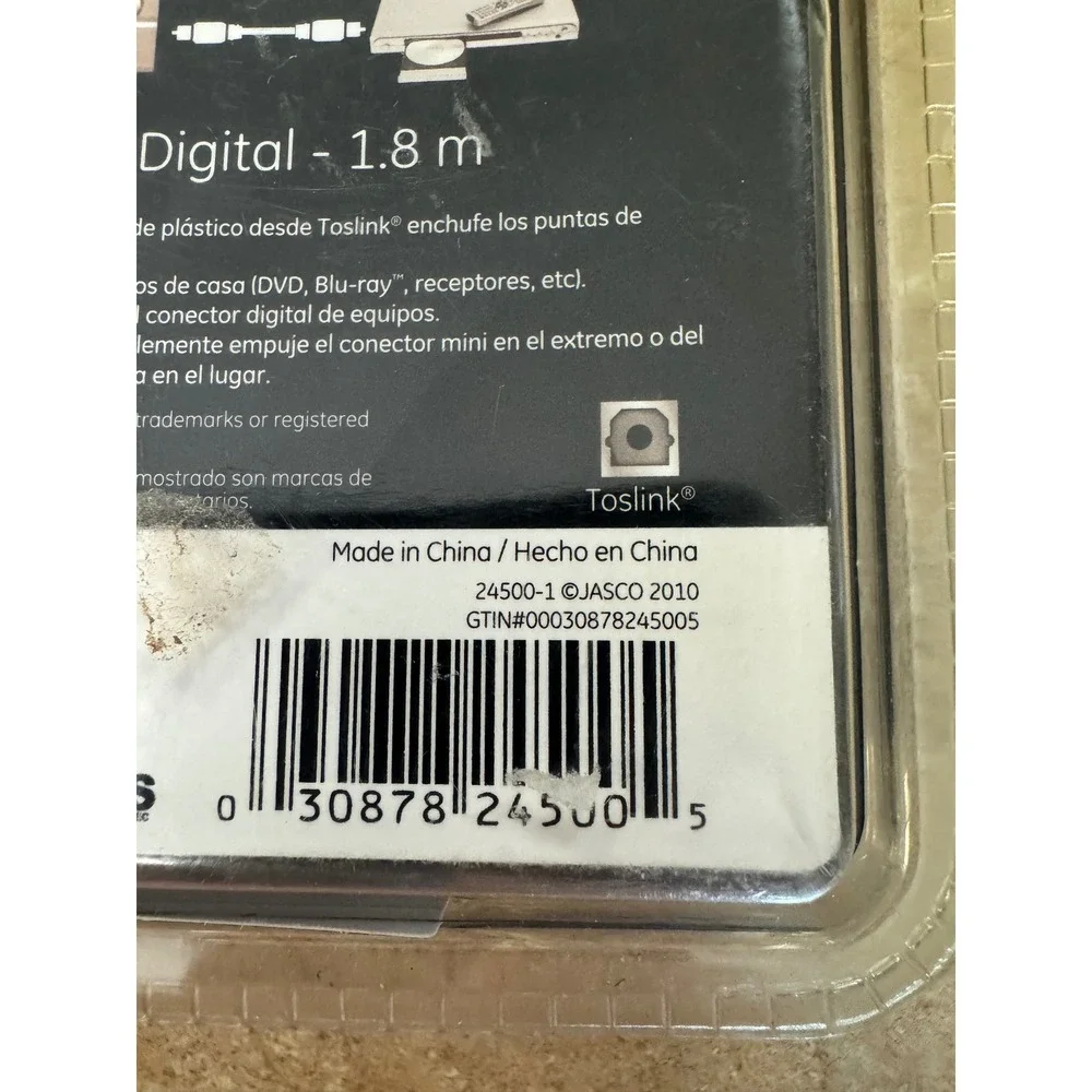 GE Ultra Pro 6ft Digital Audio Fiber Optic Toslink Cable 24500 Lot of 2 New